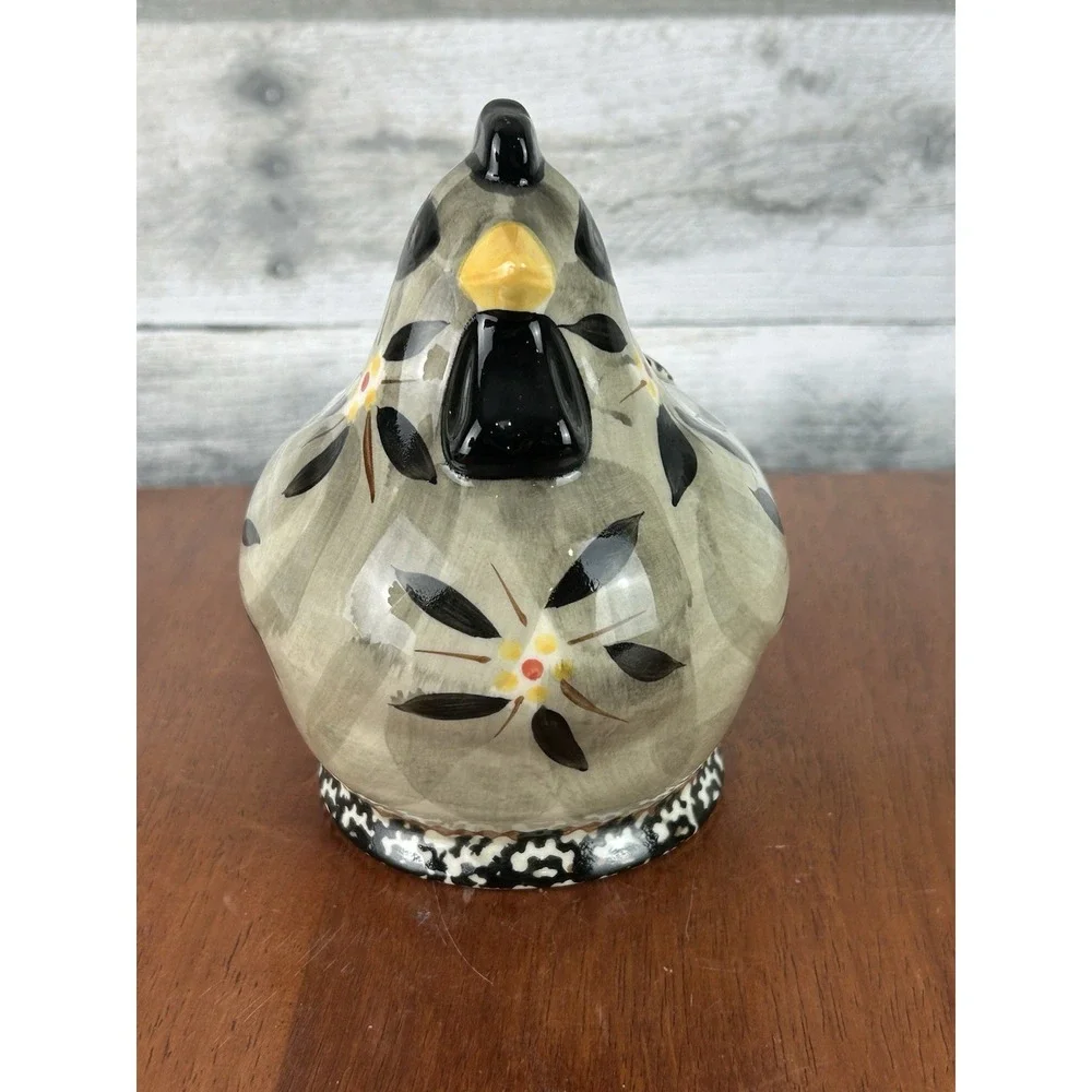 Temptations Old World Gray/Black Figural Chicken Spice Jar, Sugar Salt Container